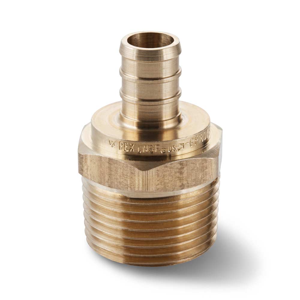 1/2" x 3/4" Brass PEX MNPT Adapter