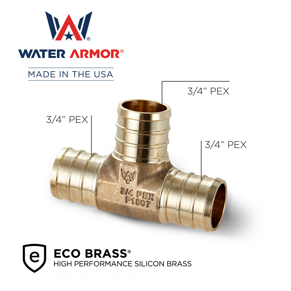 3/4" Brass PEX Tee Eco Brass